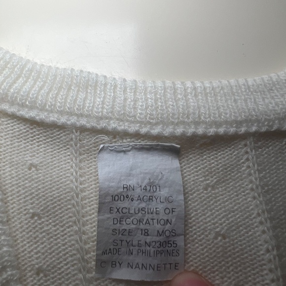 Vintage Paper Tag Rabbit White Sweater Vest Button Up Soft 18 months Easter - Picture 3 of 5